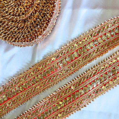 Orange Handcrafted Gota Patti Trim hover