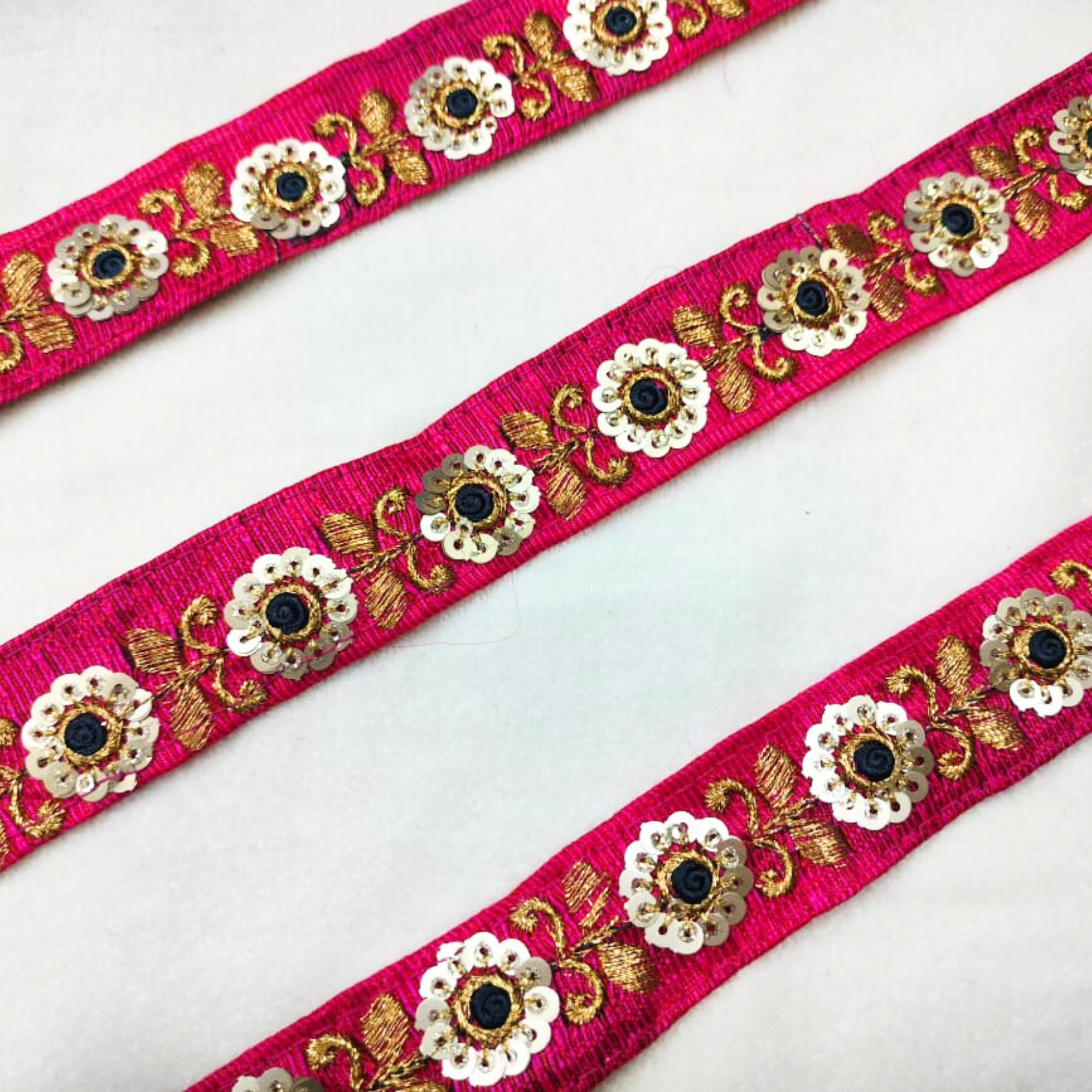 Vibrant Floral Sequin Trim