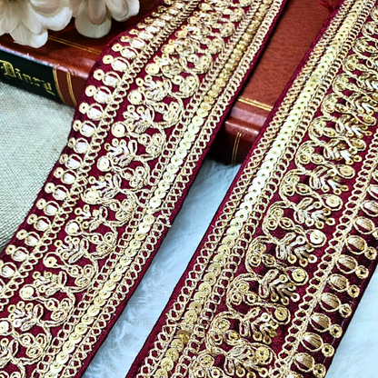 Maroon Fancy Zari Embellished Trim