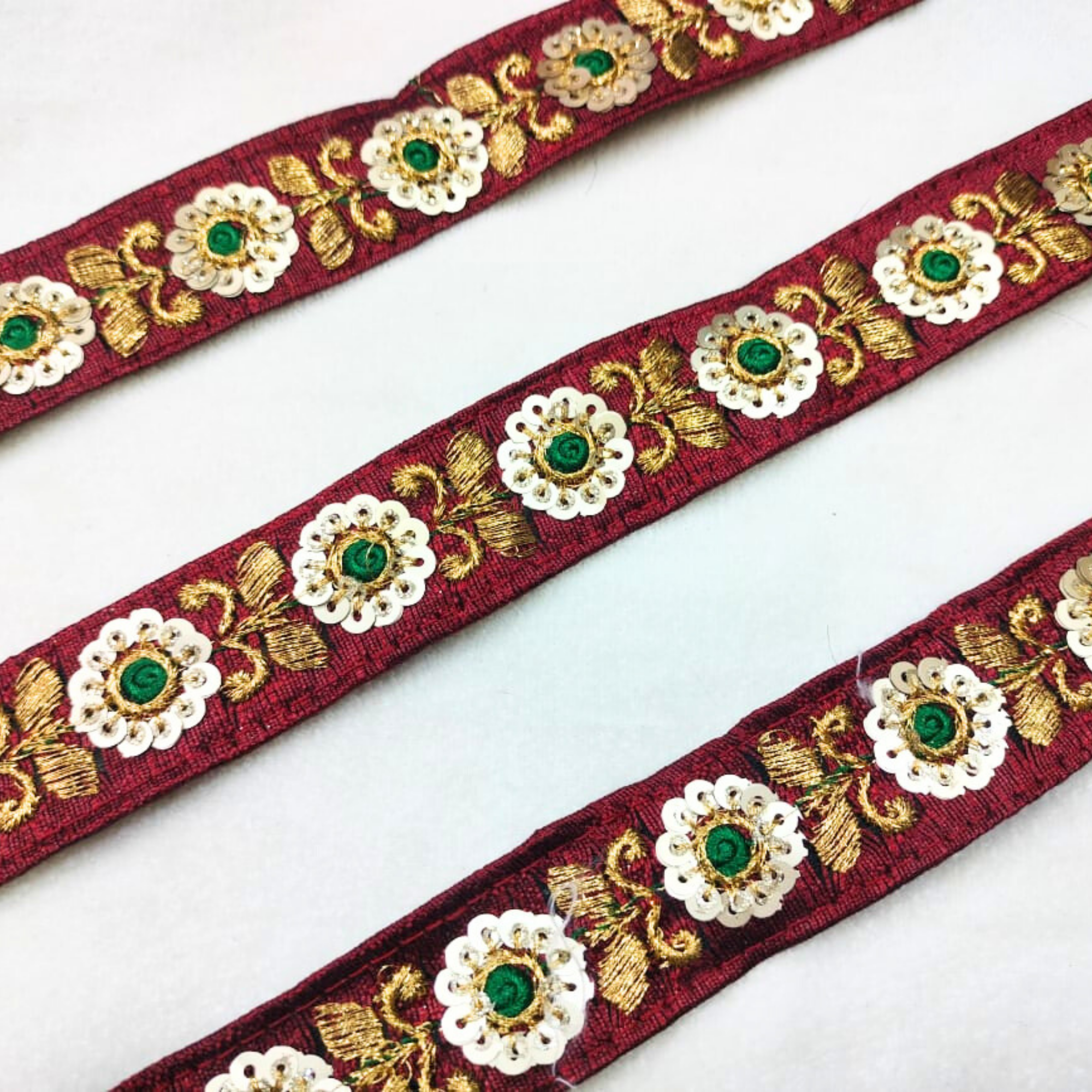 Vibrant Floral Sequin Trim