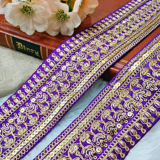 Voilet Fancy Zari Embellished Trim