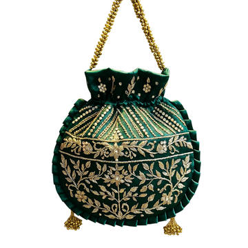 Green Embroidered Potli