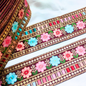 Elegant Maroon Base Multicolor Floral Embroidery Trim