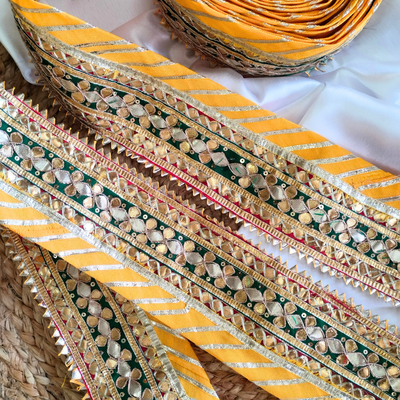 Yellow Handcrafted Gota Patti Trim hover image