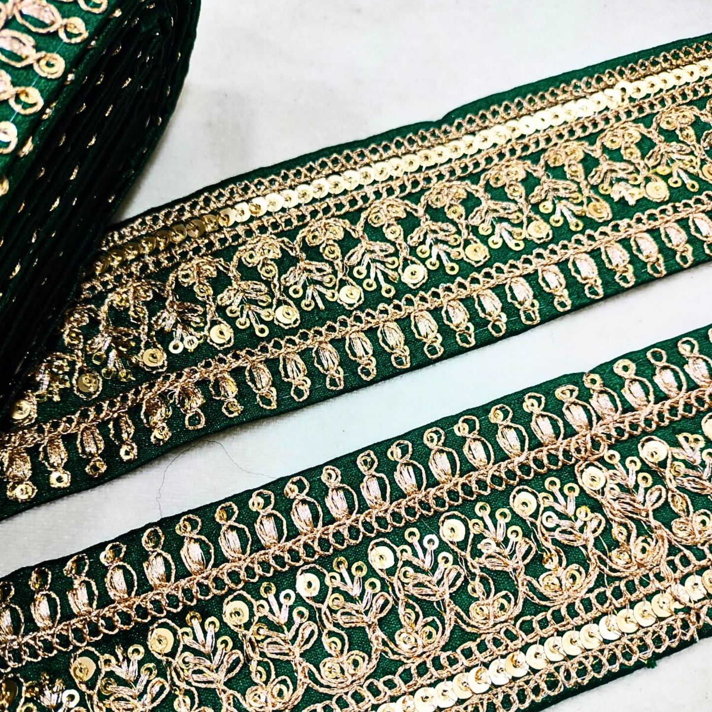 Dark Green Fancy Zari Embellished Trim