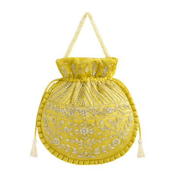 Mustard Yellow Embroidered Potli