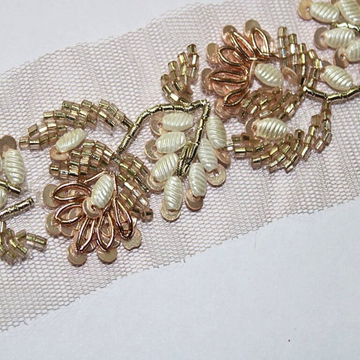 White & Rose Gold Embellished Handcrafted Lace