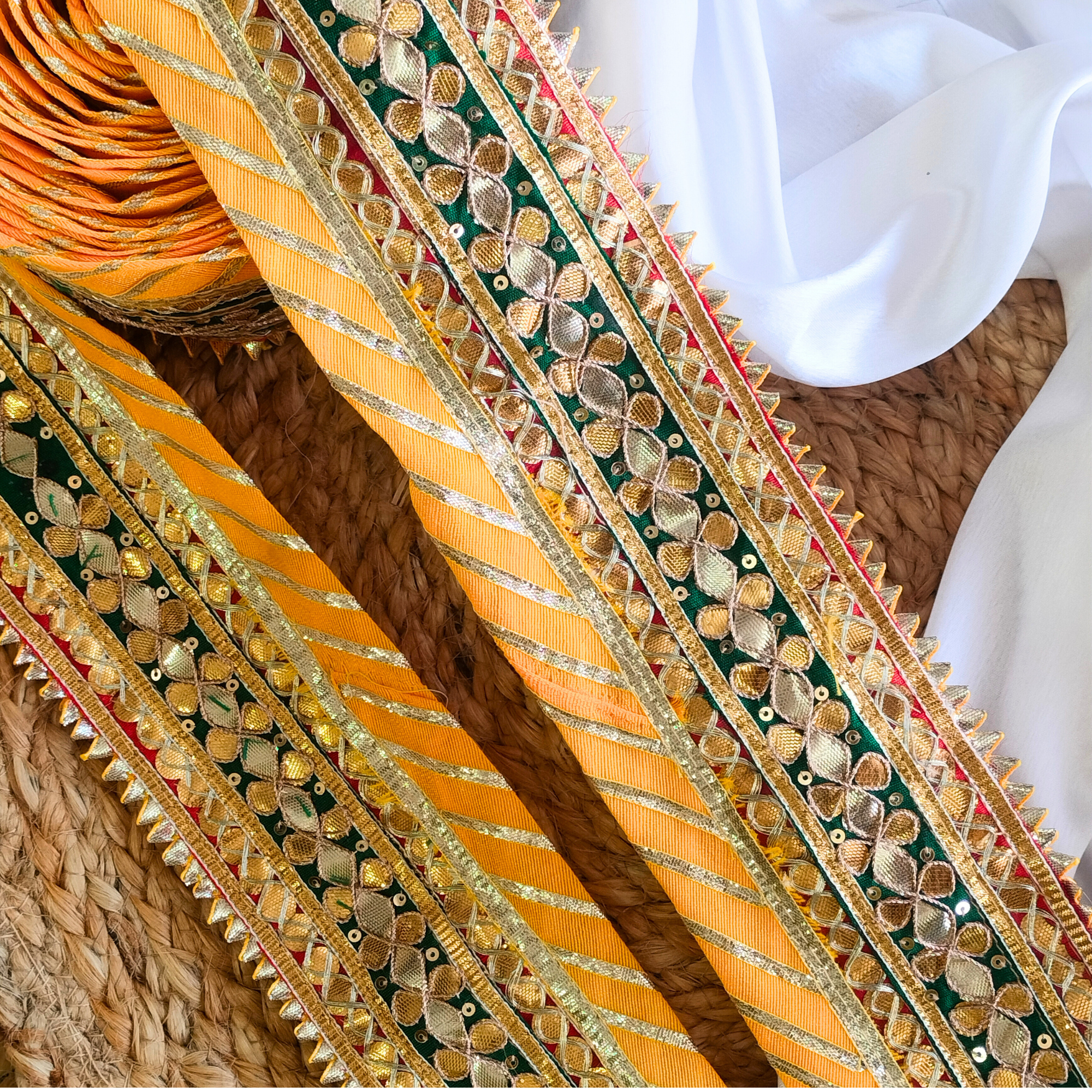 Yellow Handcrafted Gota 