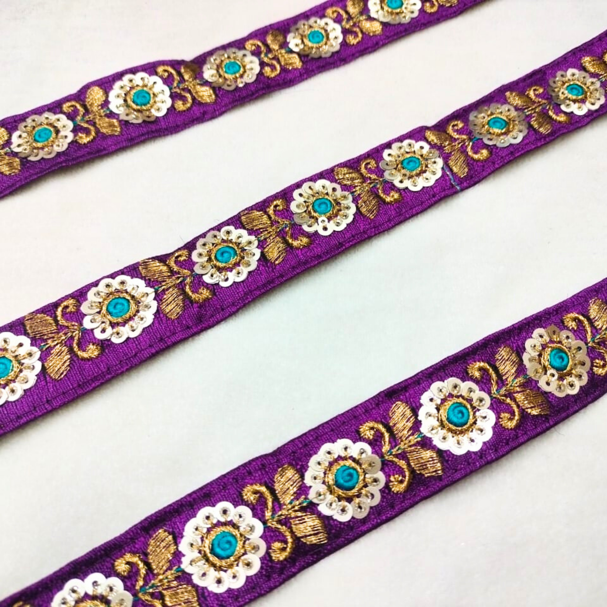 Vibrant Floral Sequin Trim