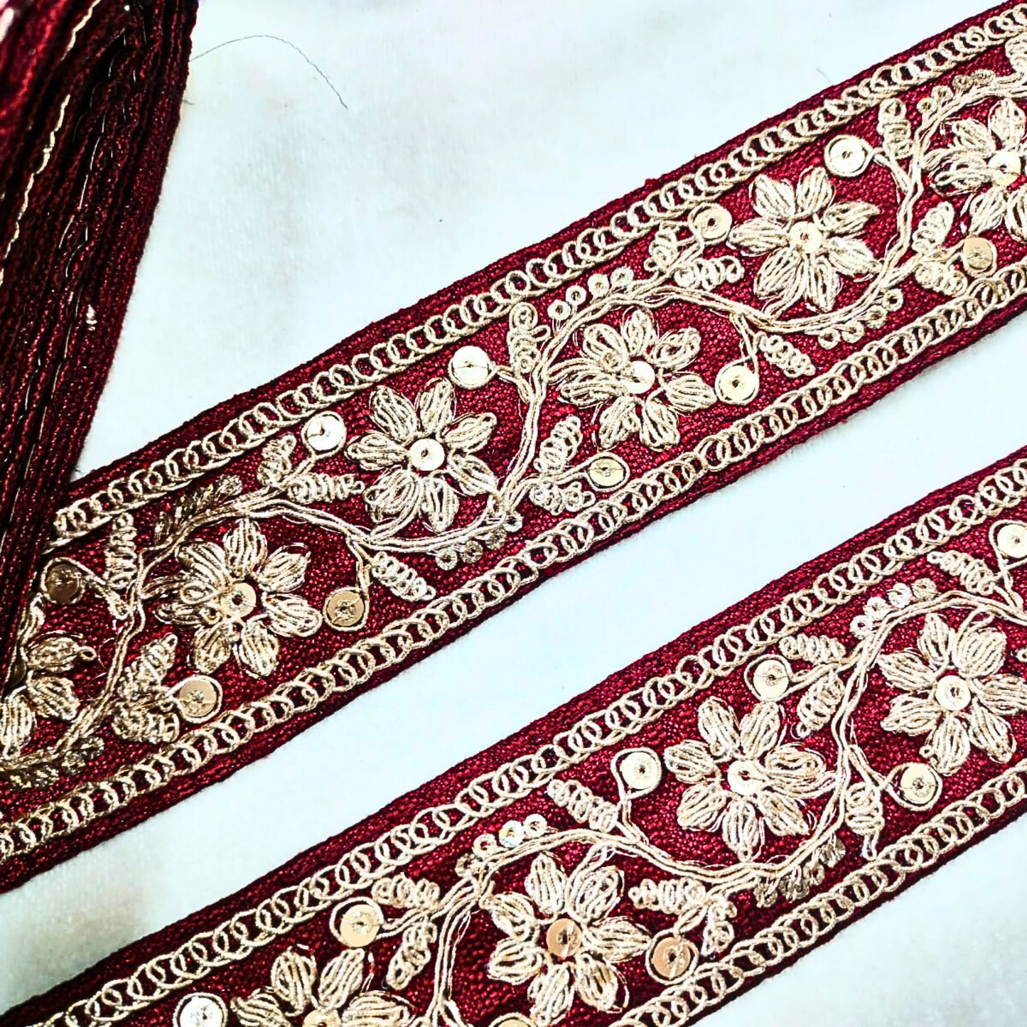 Maroon Fancy Sequin Work Trim