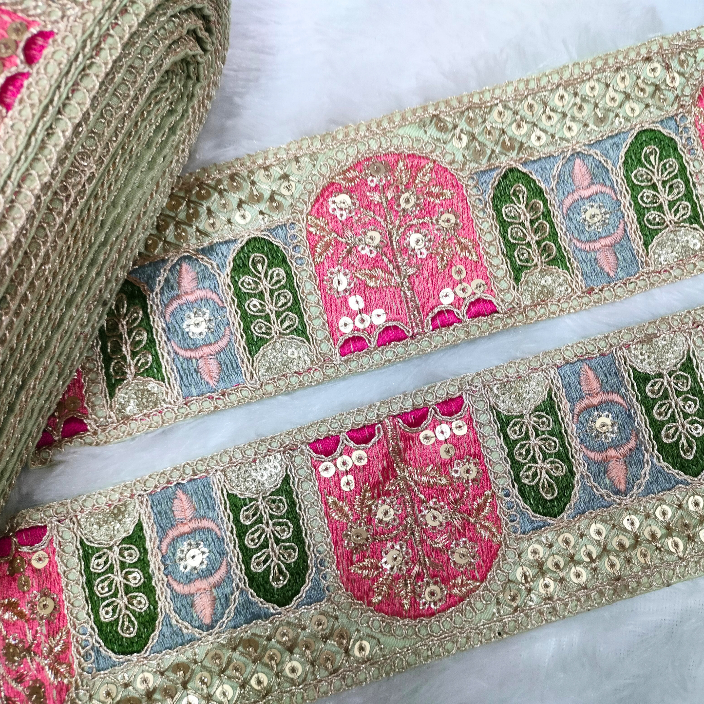 Pista Green Fancy Embroidery Trim