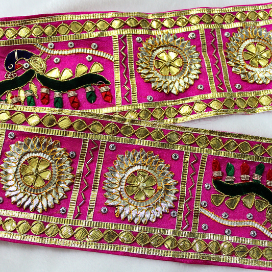 Pink Handcrafted Gota Trim