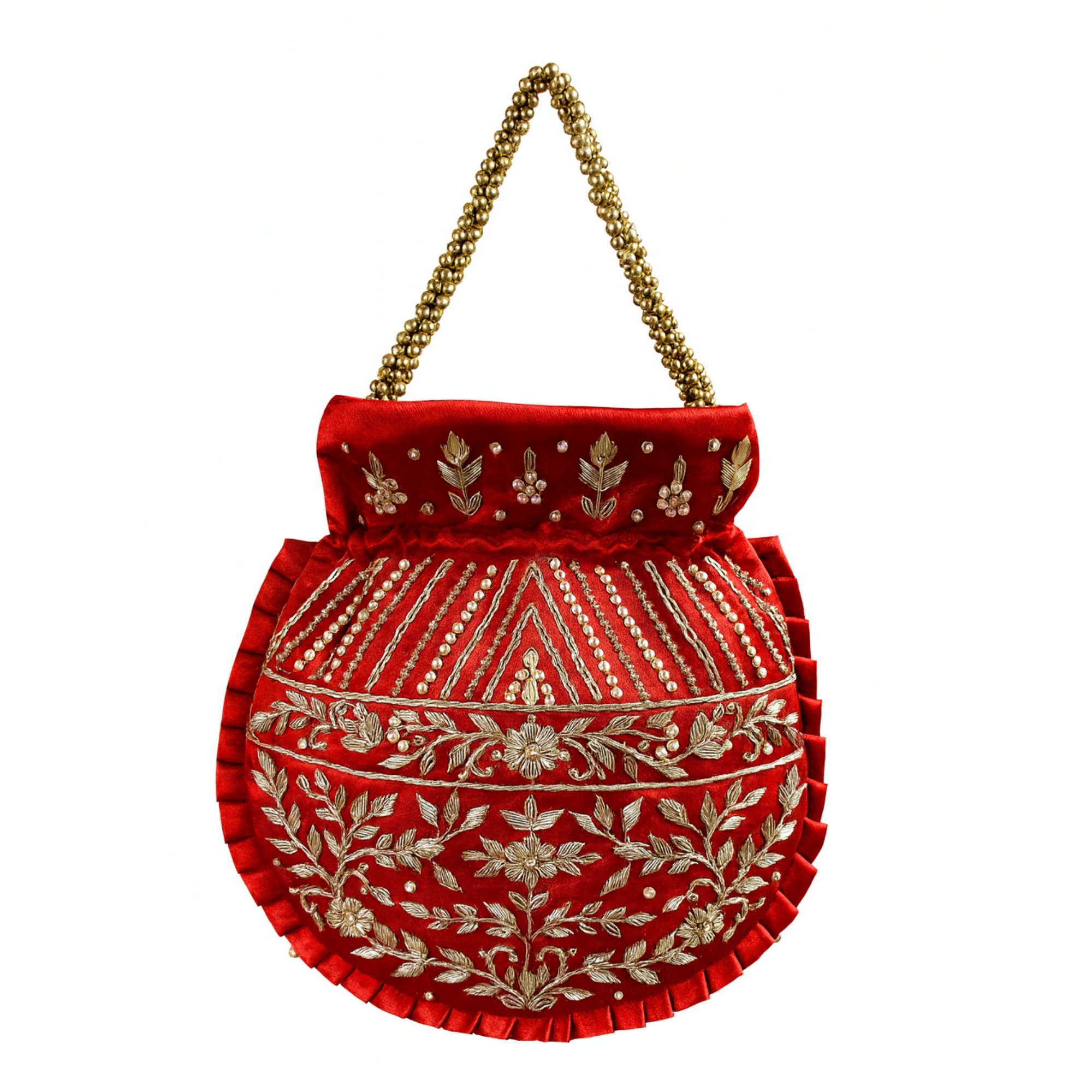 Red Embroidered Potli