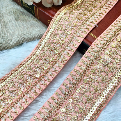 Peach Fancy Zari Embellished Trim