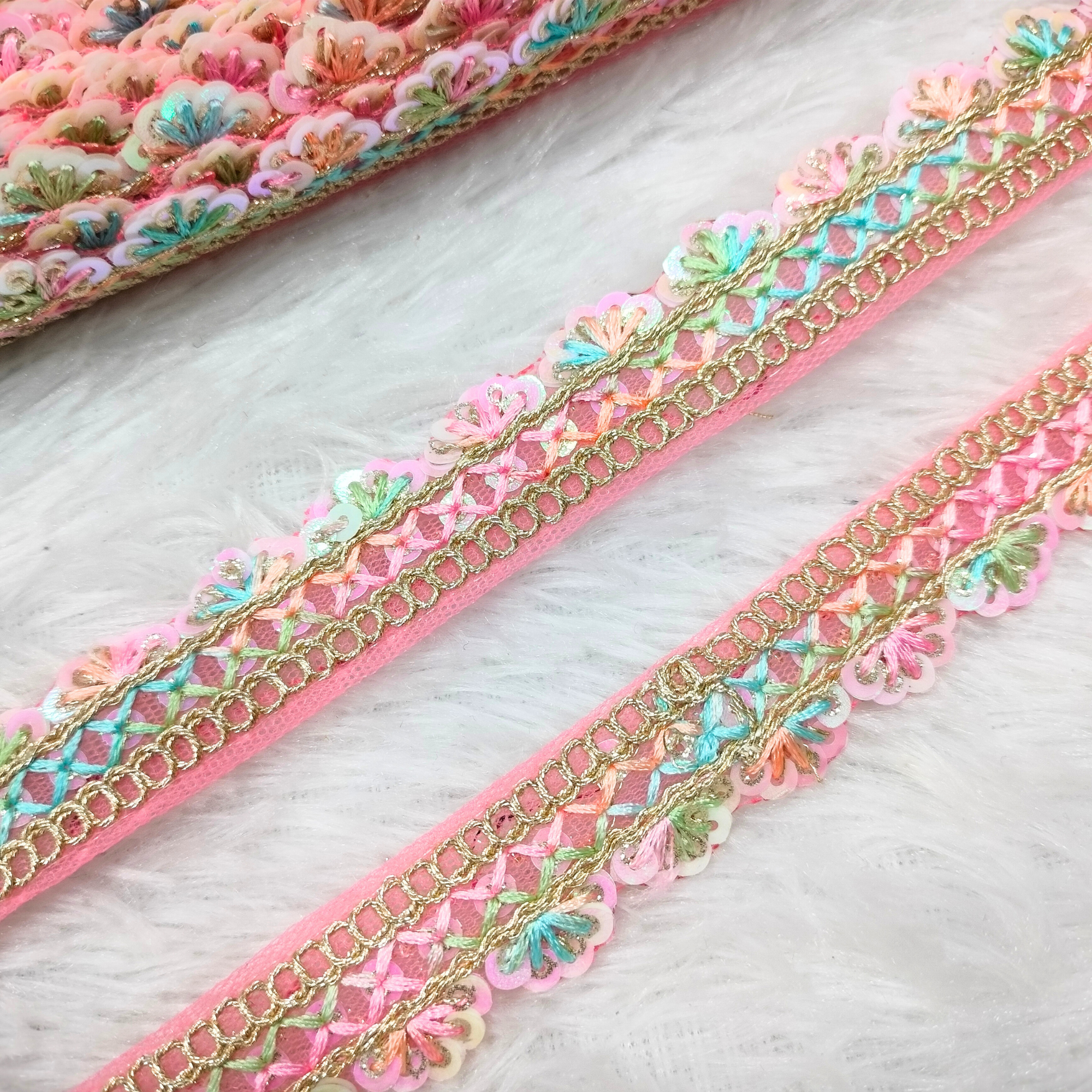 Floral Sequin Embroidered Lace Trim