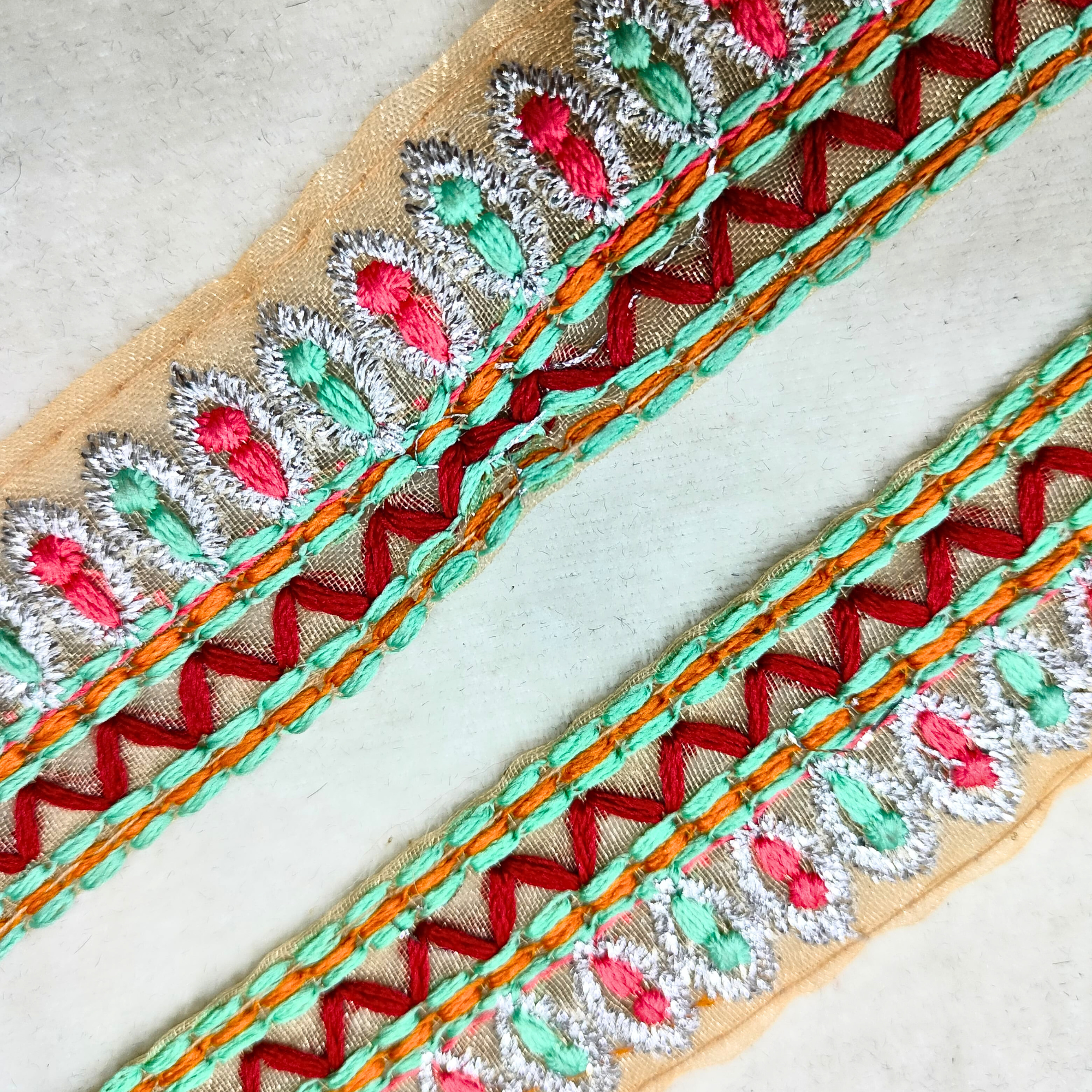 Multicolor Fancy Zari and Thread Work Embroidered Border