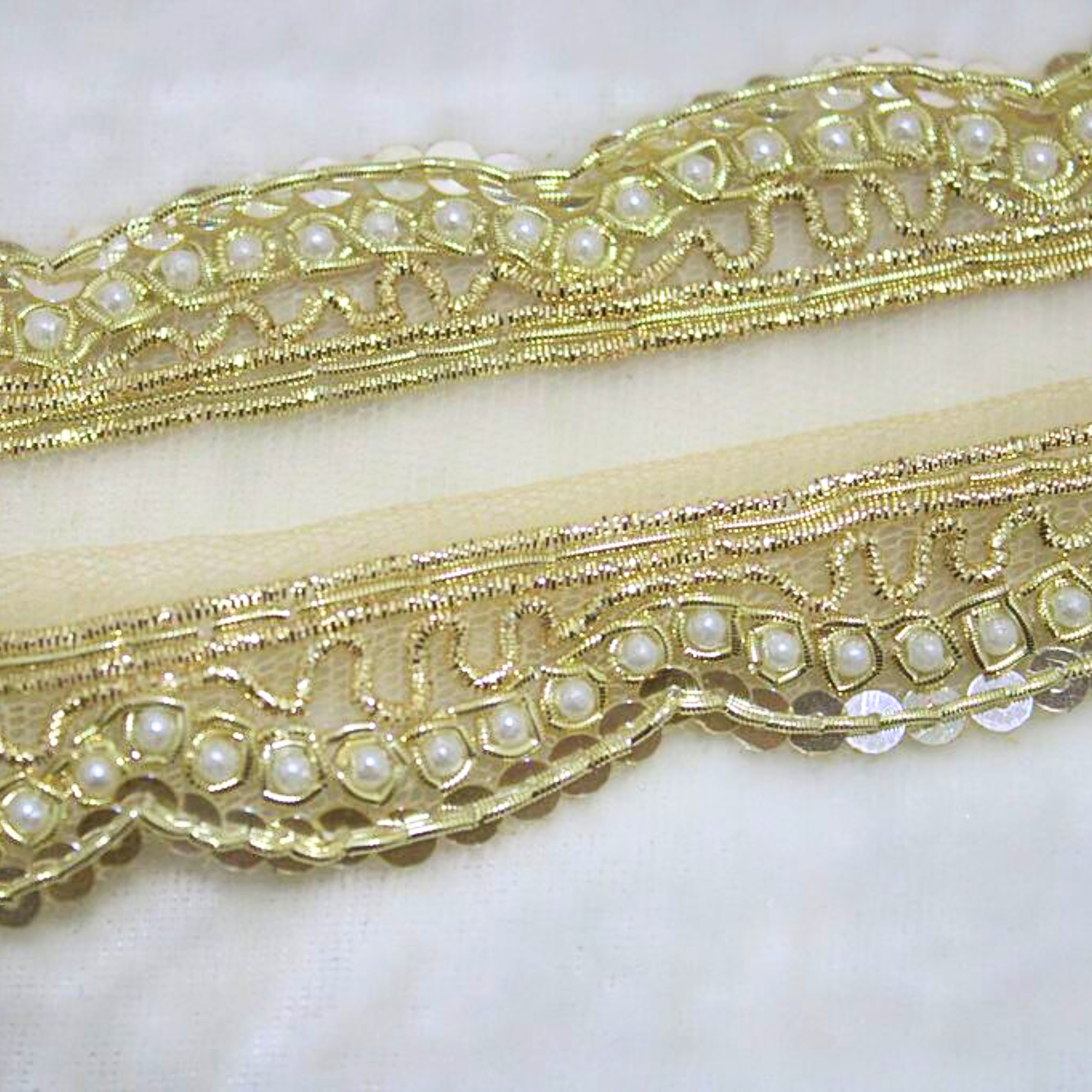 Golden Beaded Designer Lace