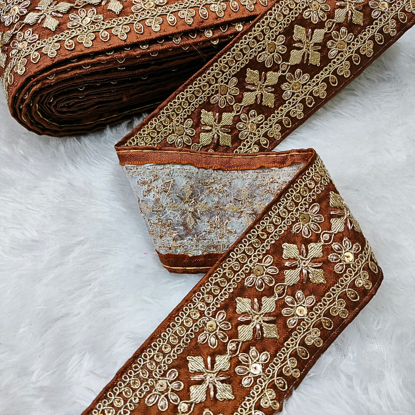 Brown Fancy Embellished Trim