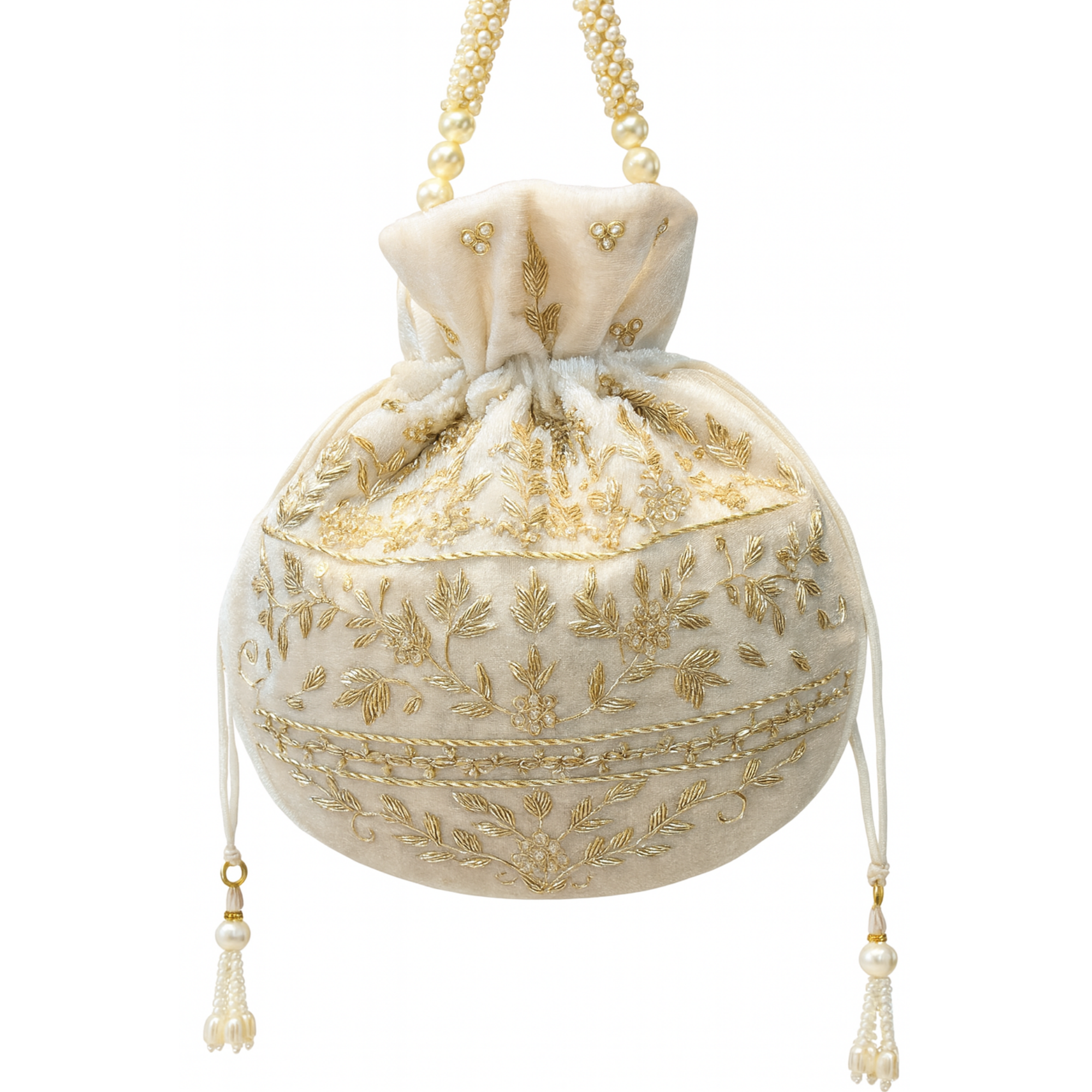 Classic Ivory Velvet Potli