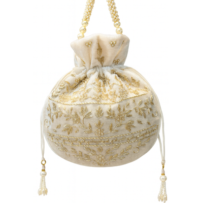 Classic Ivory Velvet Potli