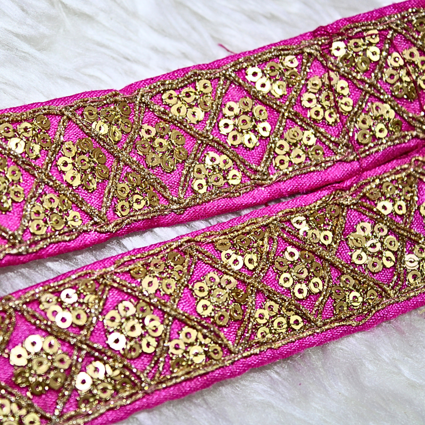 Pink Fancy Sequence Work Lace