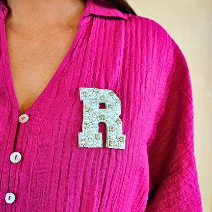 Stone & Pearl Alphabet 'R' Patch