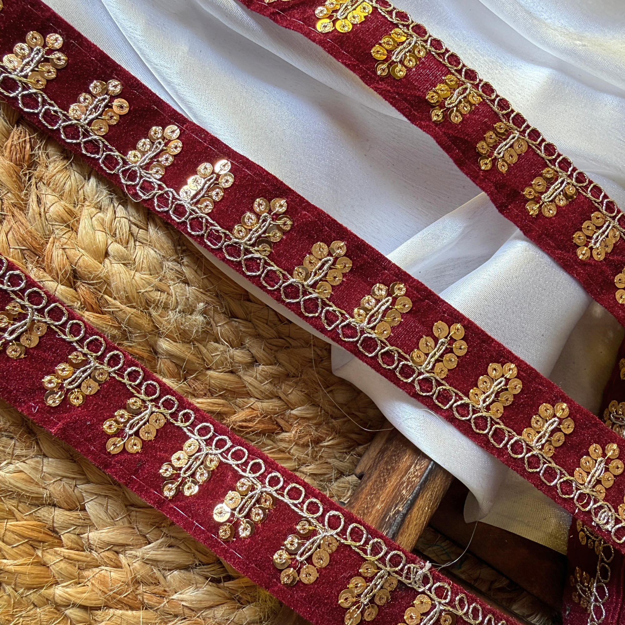 Velvet Sequin Embroidered Trim