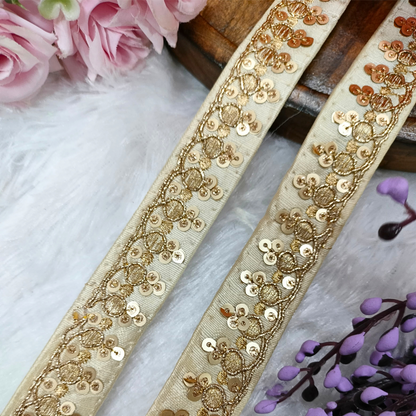 Beige Fancy Sequin Trim