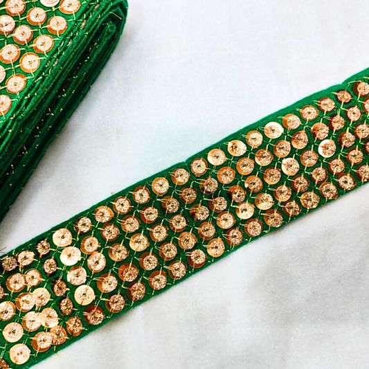 Vibrant Green Sequin Fancy Trim