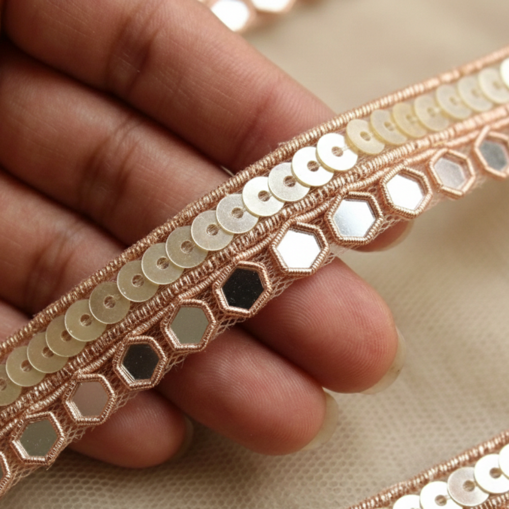 Rose Gold Mirror And Sequin Trim