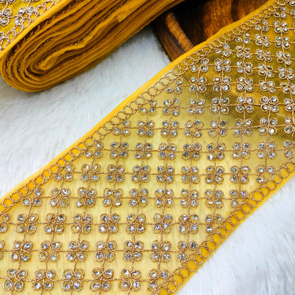 Yellow Embellished Stone Trim