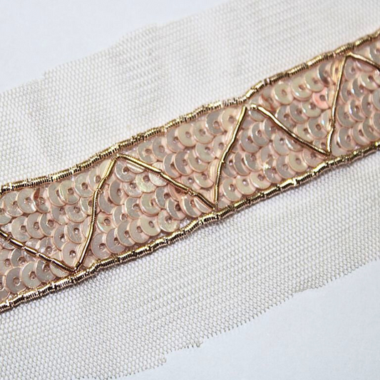 Rose Gold Shimmer Embroidered Border