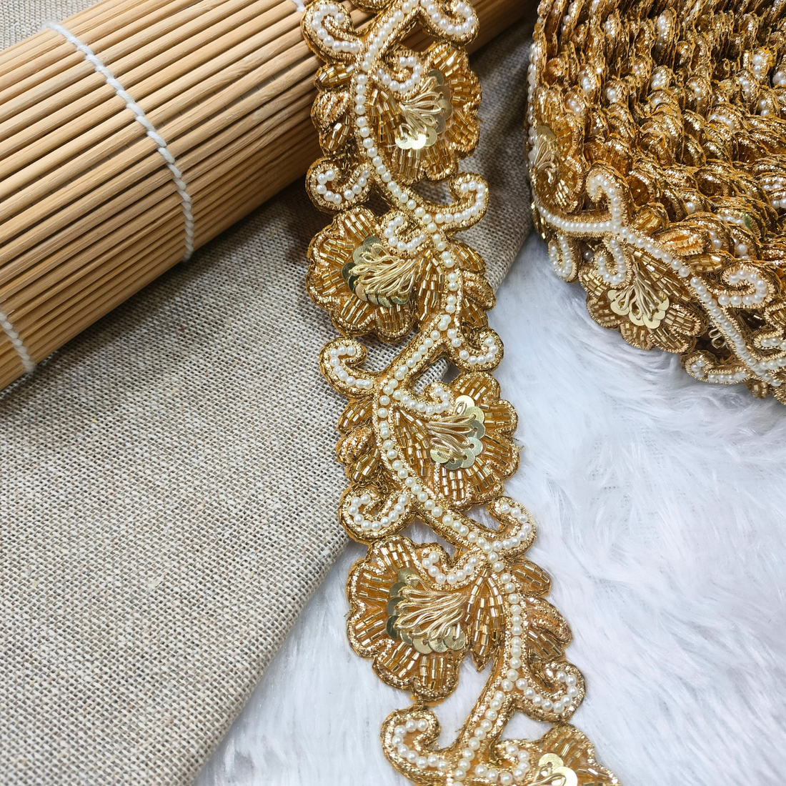 Golden Handcrafted Zardozi Trim