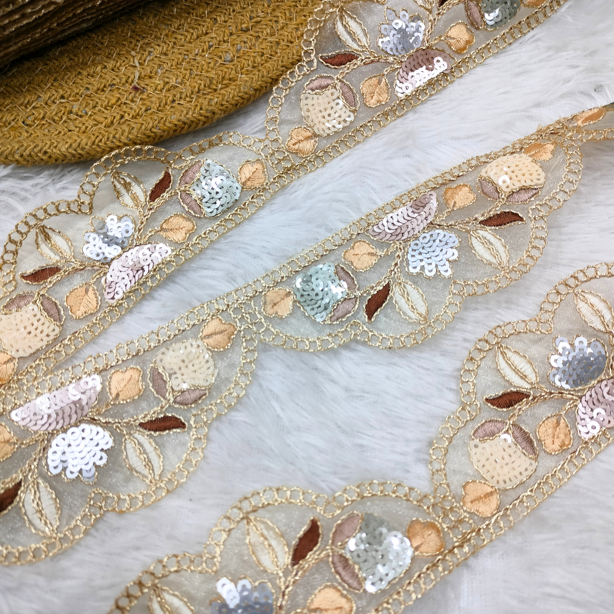 Nude Floral Sequin Lace