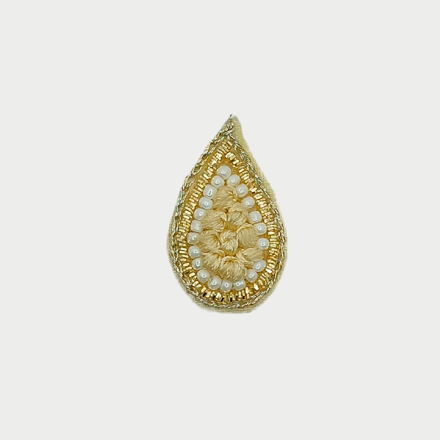 Light Gold Drop Patch with White Pearls