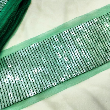 Striped Sequin Net Lace Trim Border for Ethnic, Festive & Designer Wear