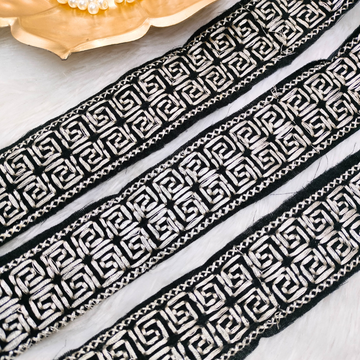 Black & Silver Greek Key Pattern Lace