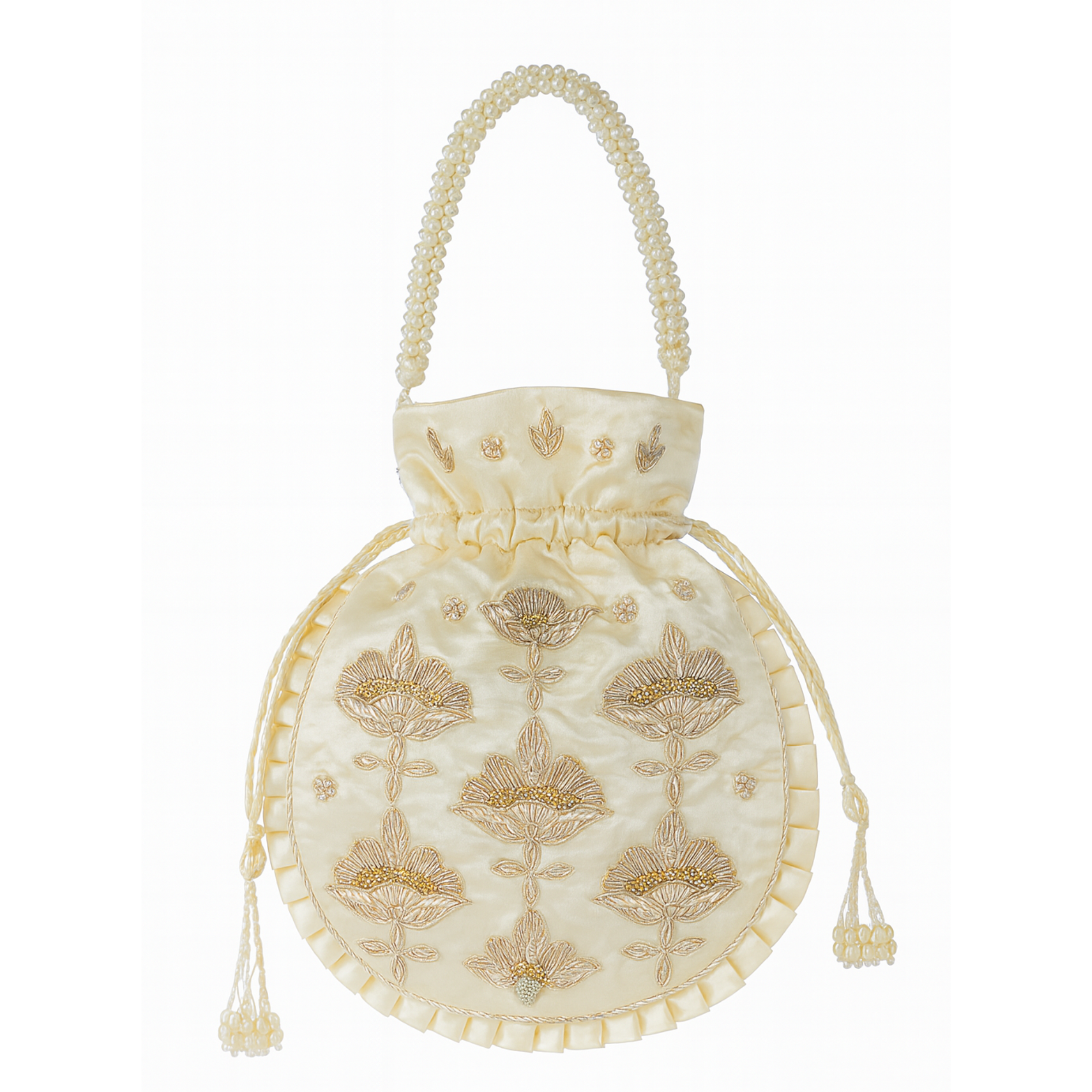 Classic Ivory Zardozi Potli Bag