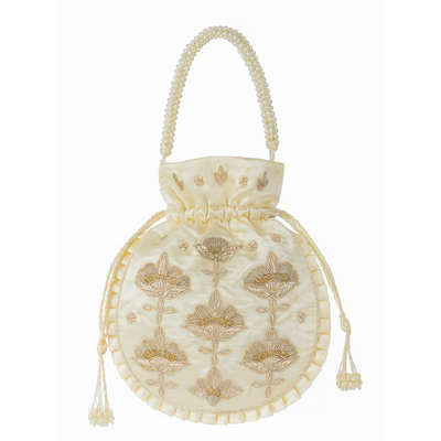Classic Ivory Zardozi Potli Bag