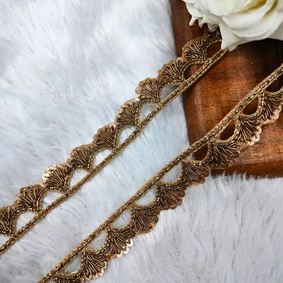 Antique Gold Zari Embroidered Trim hover