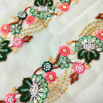Multicolor Floral Embroidery Trim