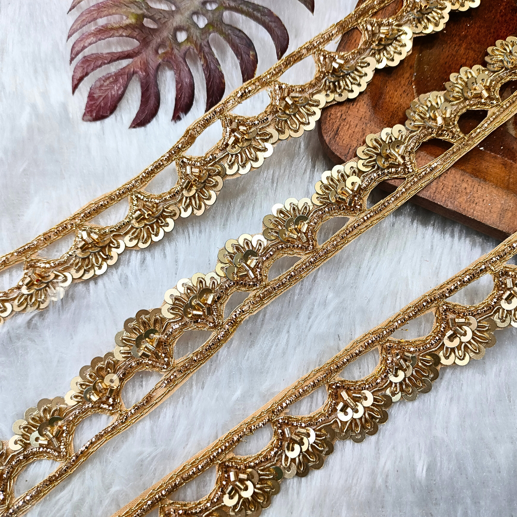 Antique Gold Zari Embroidered Trim