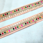 Elegant Peach Base Multicolor Zari Trim