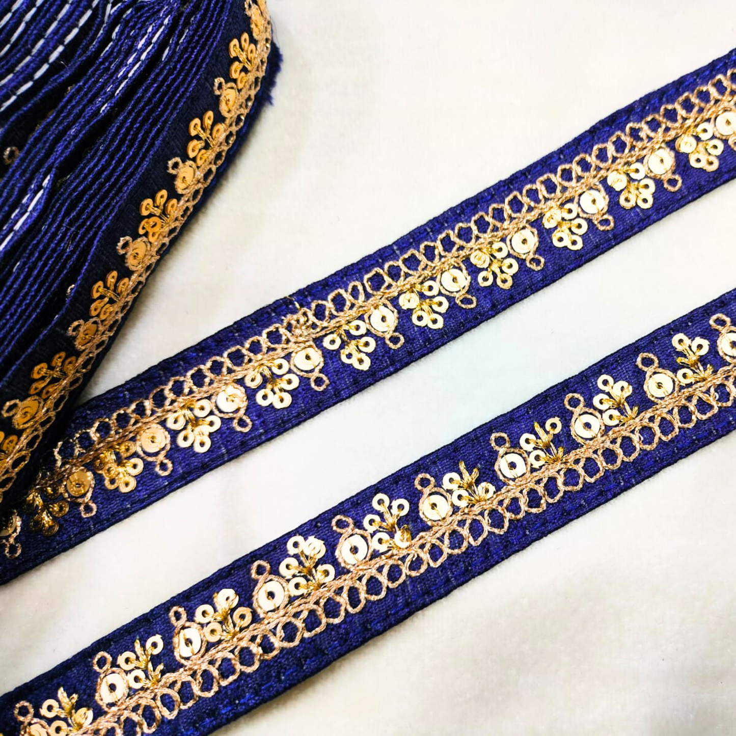 Navy Blue Fancy Sequence Trim