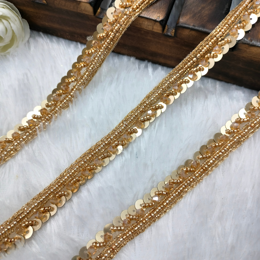 Classic Gold Cutdana & Sequin Lace