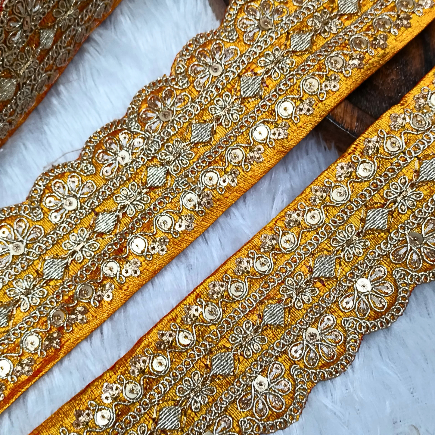 Yellow Fancy Embellished Trim