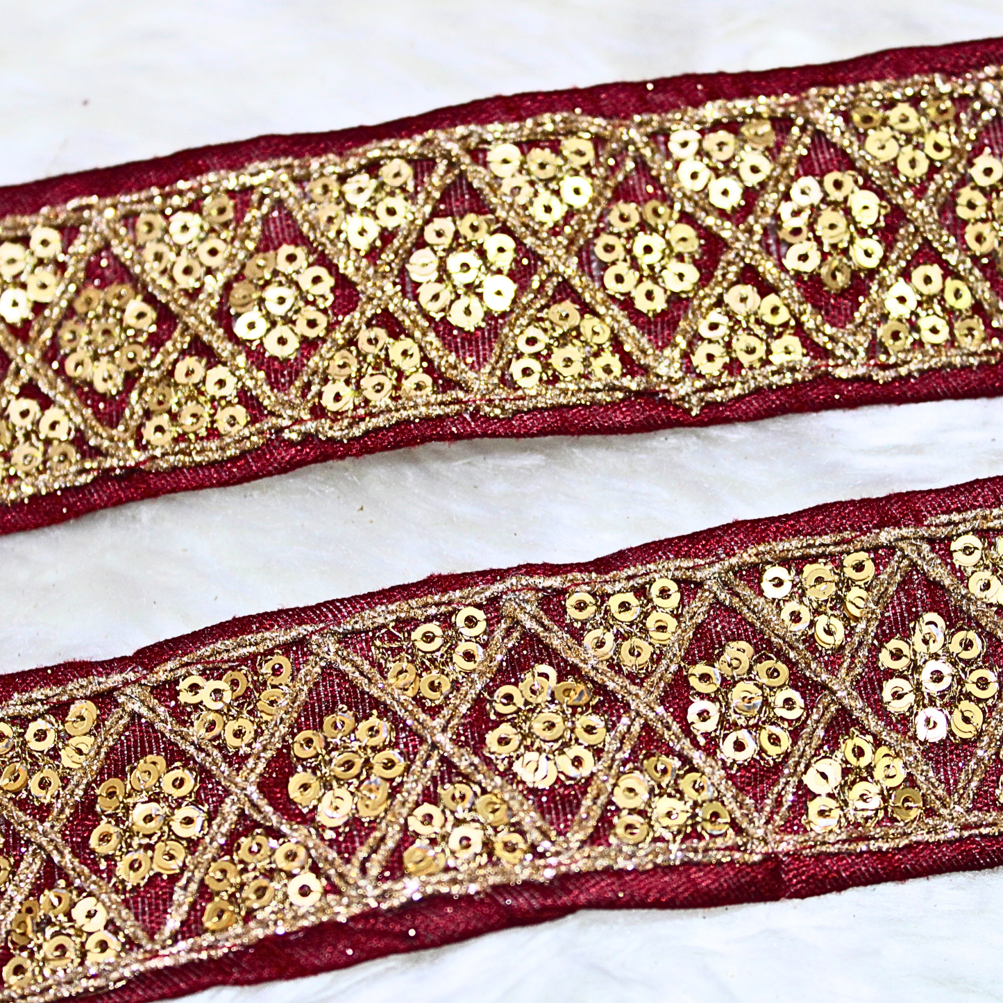 Maroon Fancy Sequence Work Lace