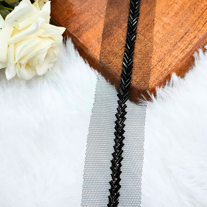 Black Fancy Embellished Handwork Trim