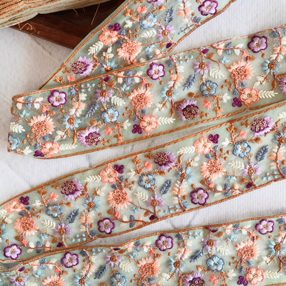 Vibrant Multicolor Floral Embroidery Trims