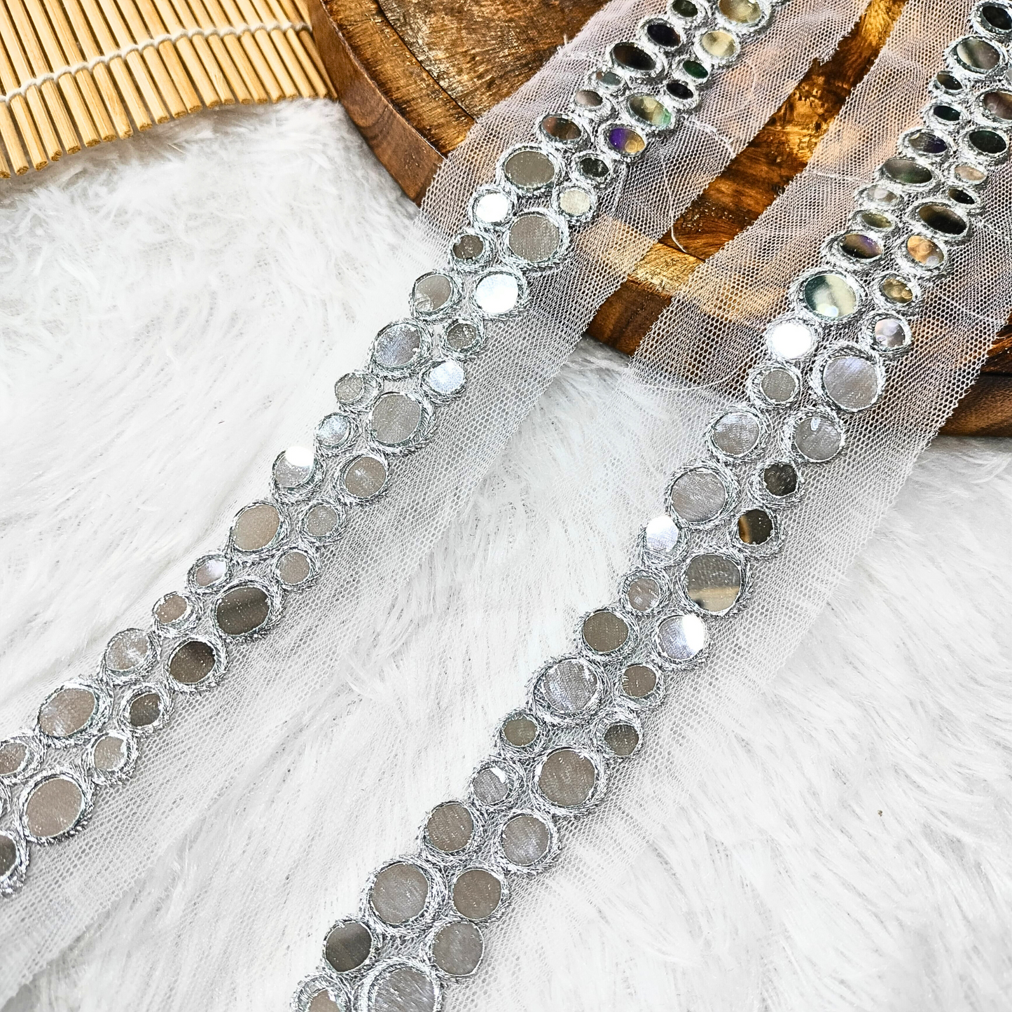 Silver Embellished Mirror Trim